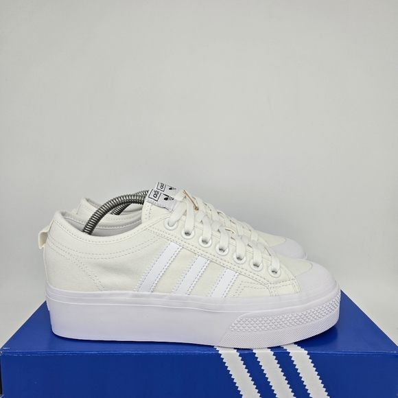 New adidas Nizza Platform Triple White Women's Shoes Size 10 - Picture 3 of 8